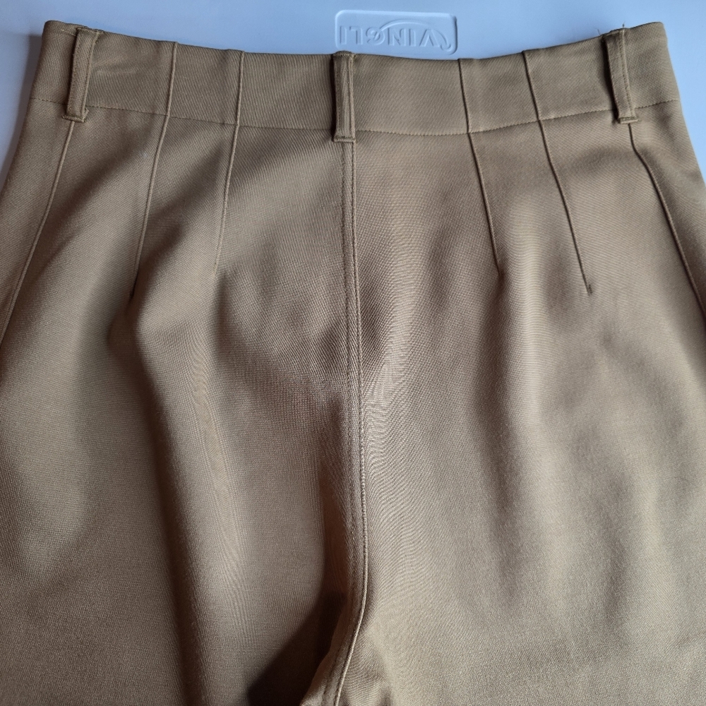 Jones & Co Tan High Rise Wide Leg Ankle Trousers Stretch Thick Size 10 2250-Ai - Picture 10 of 12